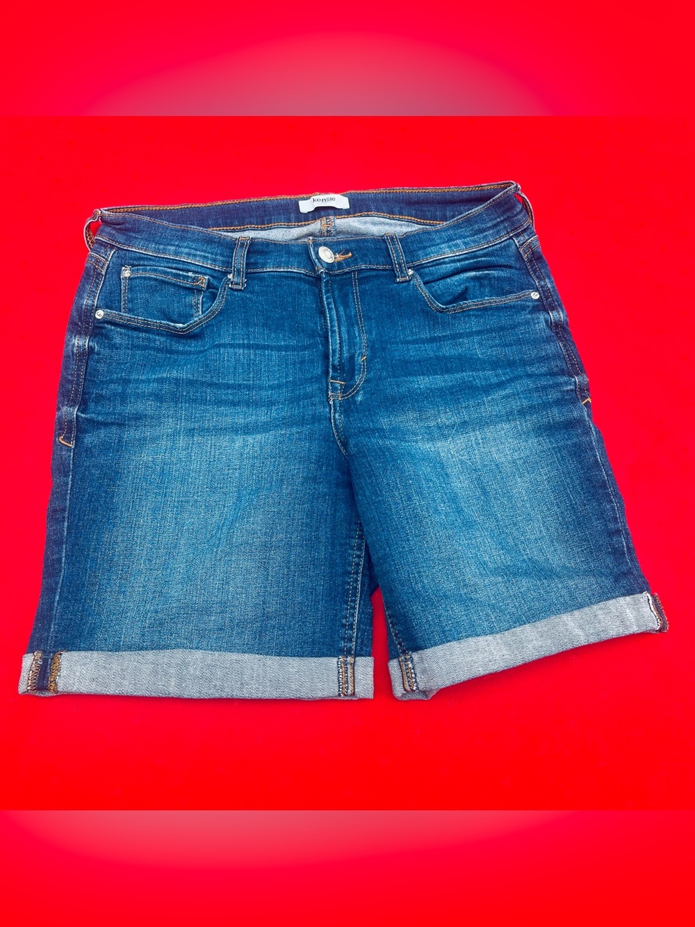 Kenzie Classic Blue Denim Roll-Cuff Women's Shorts